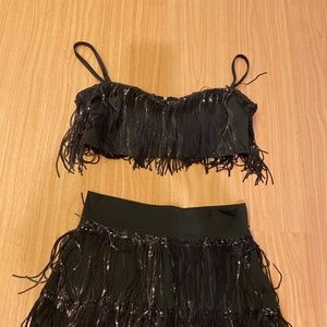 Black Sequin Short Set